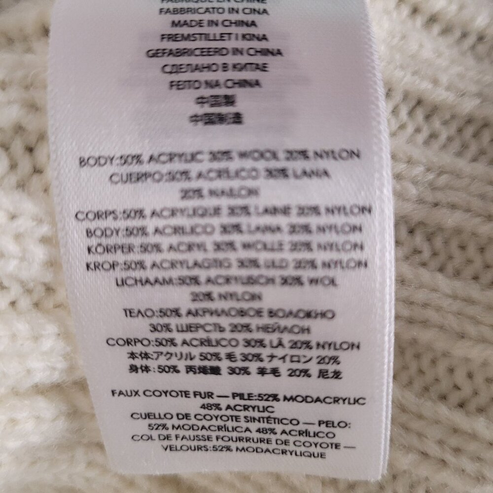 Michael Kors Fur Sweater Jacket Faux fur Cream Brown Button Up Lined Sz M - Picture 7 of 8